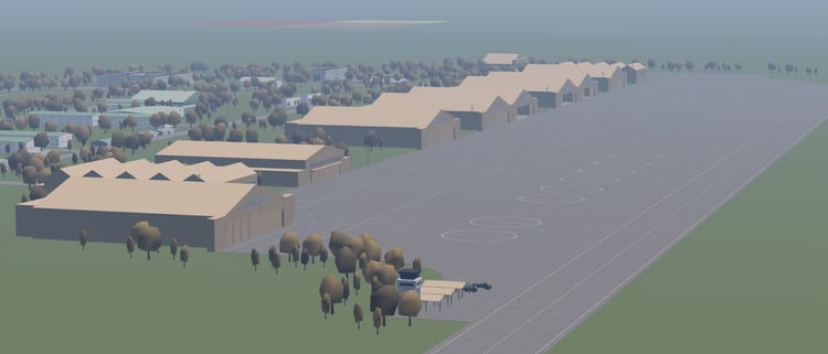 Airfield roads and surrounding trees
