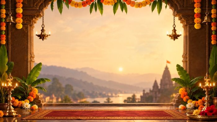 Hindu Temple Spiritual Background - Ai Generated