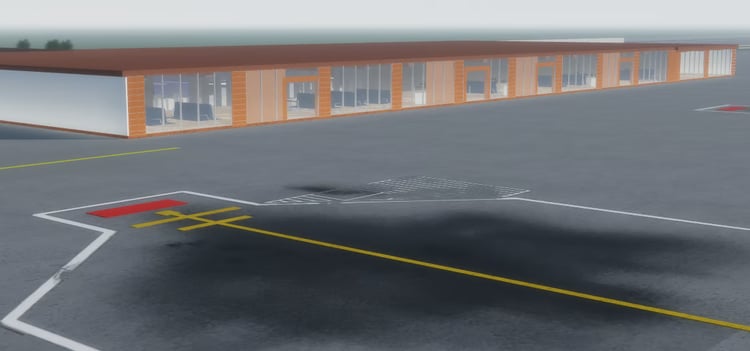 Detailed airport taxiway area