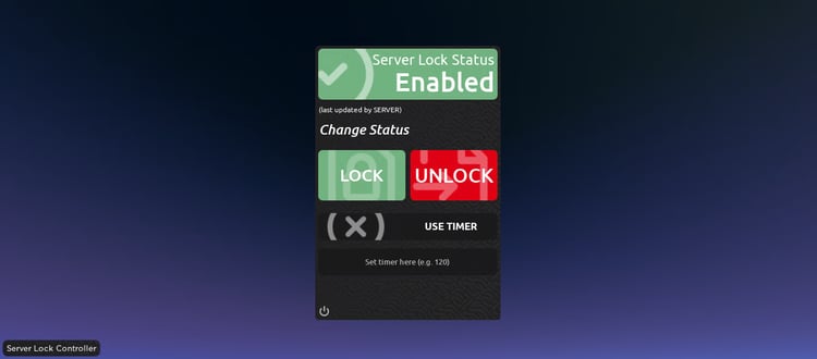 Server lock control panel