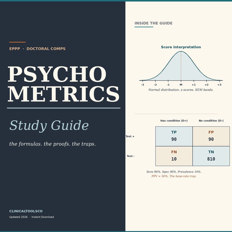Cover of Psychometrics Study Guide for EPPP and Doctoral Comps