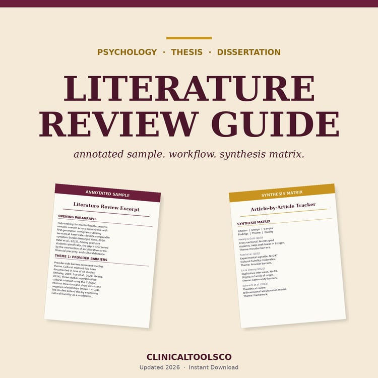 Cover of Literature Review Guide for Psychology Students, Annotated Sample and Synthesis Matrix