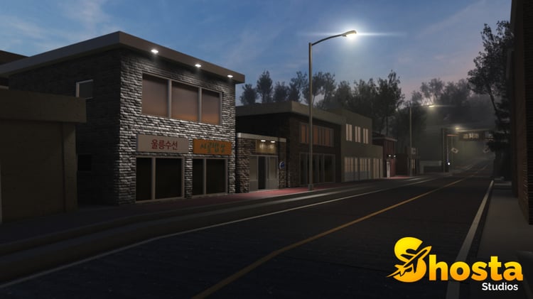 Realistic Korean city environment