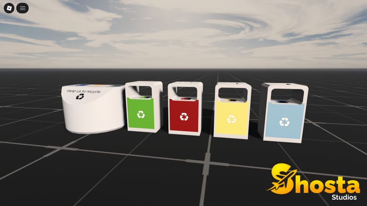 Five color trash bin variants