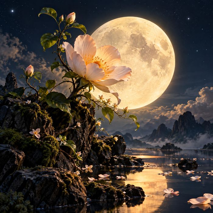 Moon, Flower, Nature, Wallpaper - Ai Generated