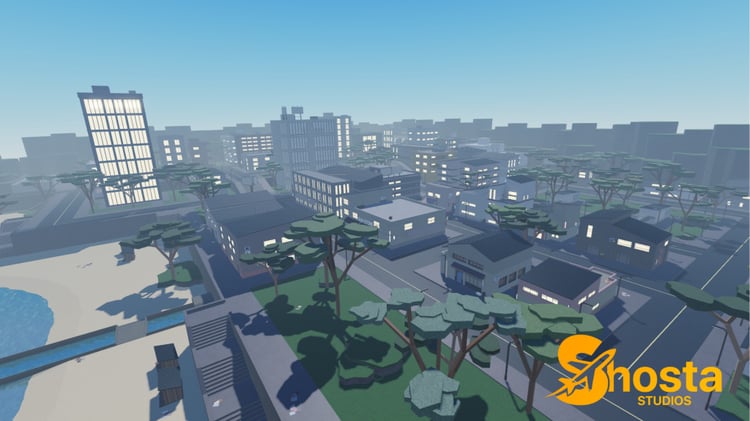 Low-poly Roblox city environment