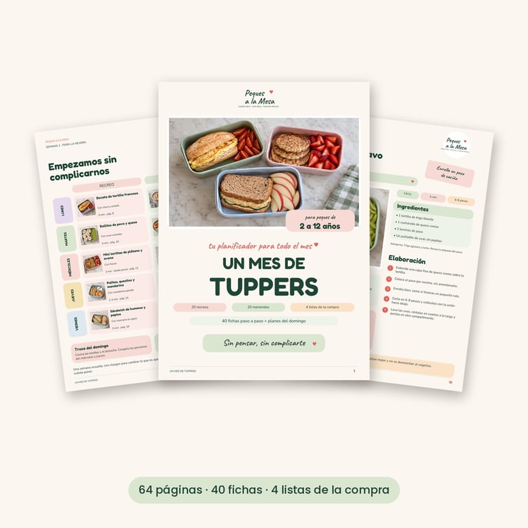 Guía Un mes de tuppers de Peques a la Mesa: 64 páginas con recetas de recreo y merienda para niños