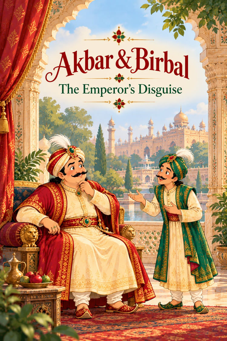 Akbar & Birbal: The Emperor’s Disguise illustrated comic book front cover