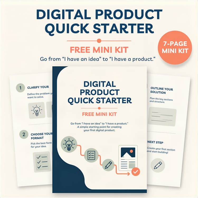Free digital product starter kit with beginner-friendly prompts and worksheets