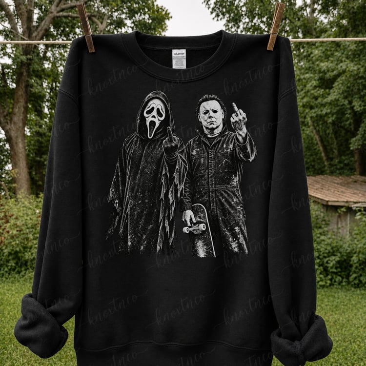 ghostface and michael sweatshirt halloween design