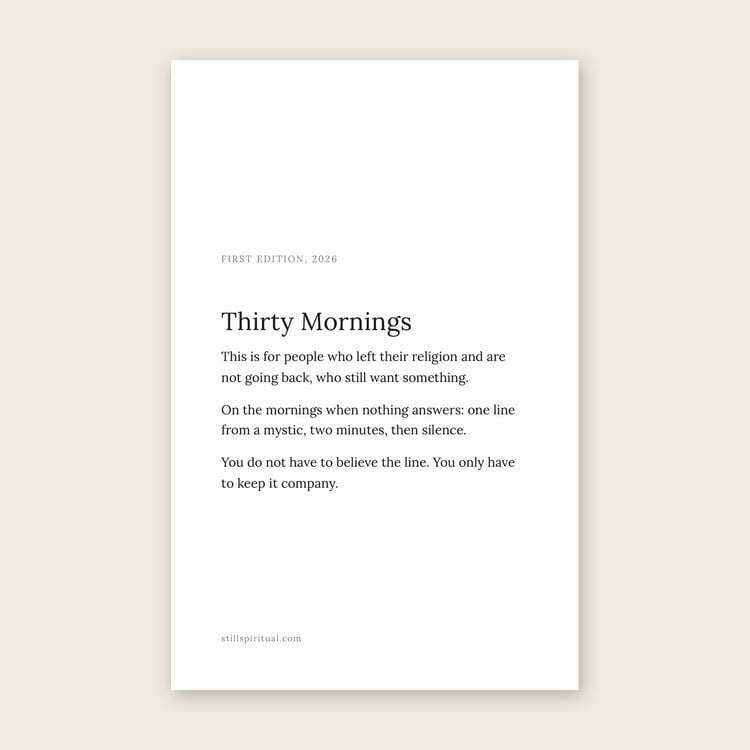 The cover of Thirty Mornings, a half-letter PDF from Still Spiritual, on a warm paper background