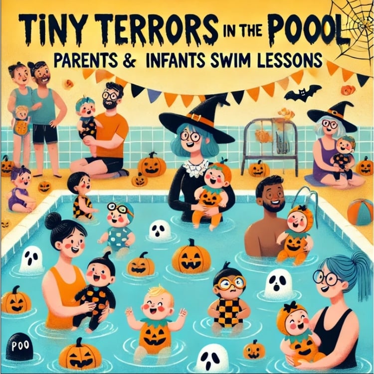 Terrors and Toddlers Halloween swimming lesson for infants and parents
