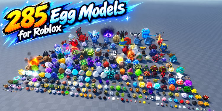 Colorful Roblox pet egg model collection