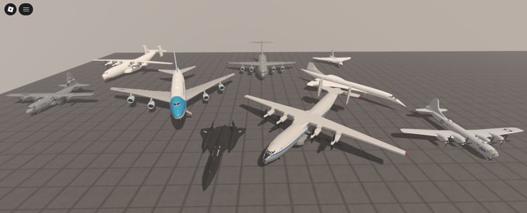 Nine detailed airliner aircraft models