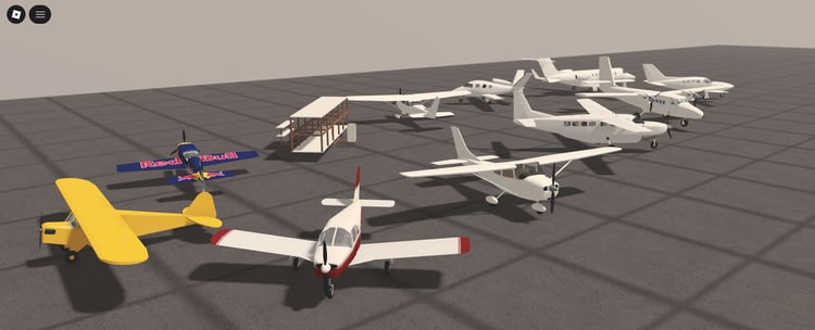 Eleven vintage aircraft models