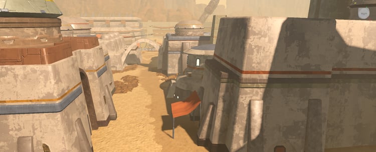Detailed desert science fiction settlement