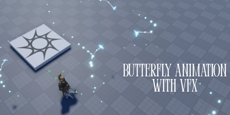 Animated butterfly with glowing VFX