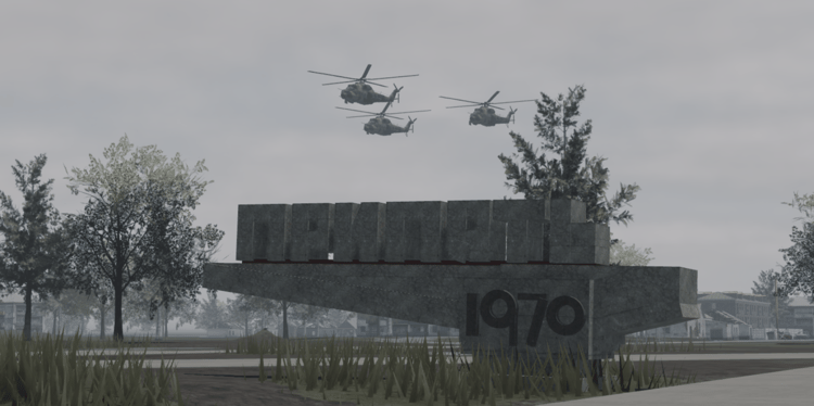 Overgrown Soviet residential district