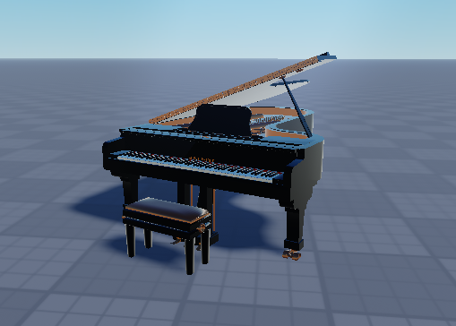 Detailed black grand piano model