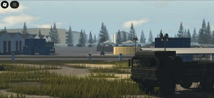 Military warehouse and vehicle yard