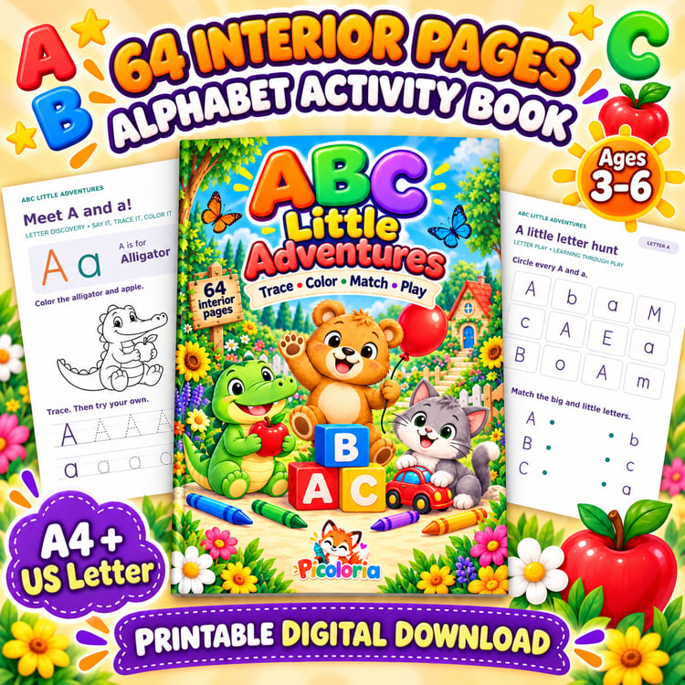 Activity Book | Tracing, Shapes, First Drawing