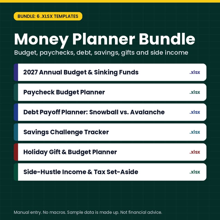 Money Planner Bundle: 6 Budget & Savings Spreadsheet Templates (.xlsx) cover image