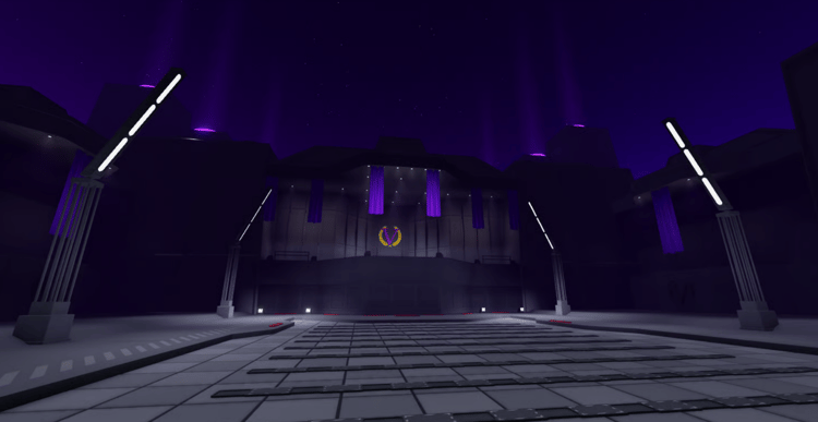 Futuristic purple rally grounds