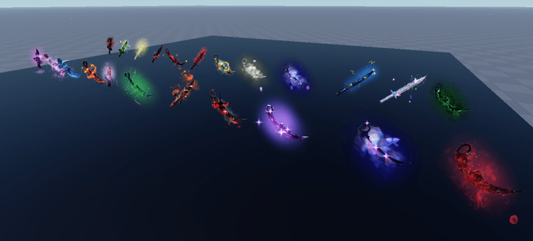 Red and green glowing blades