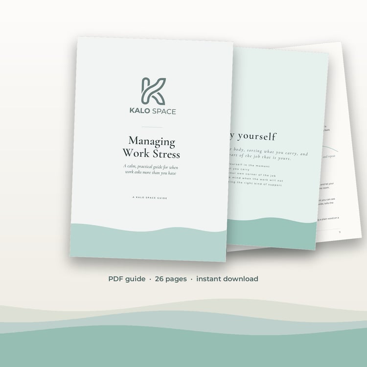 Cover of Managing Work Stress, a practical PDF guide by Kalo Space
