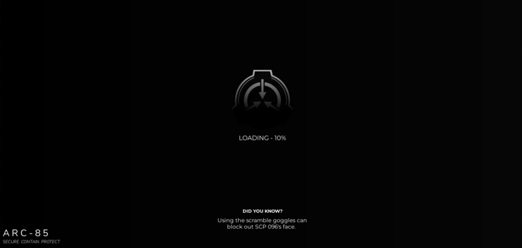 SCPF loading screen UI with dark atmospheric styling