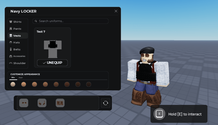 Roblox military locker system interface