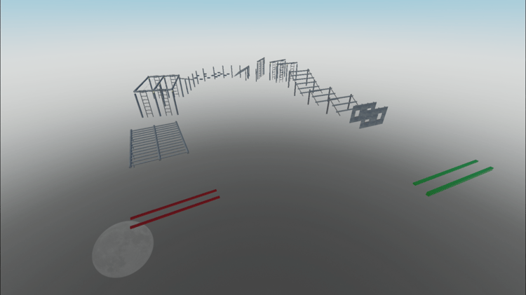 Metal climbing frame training asset