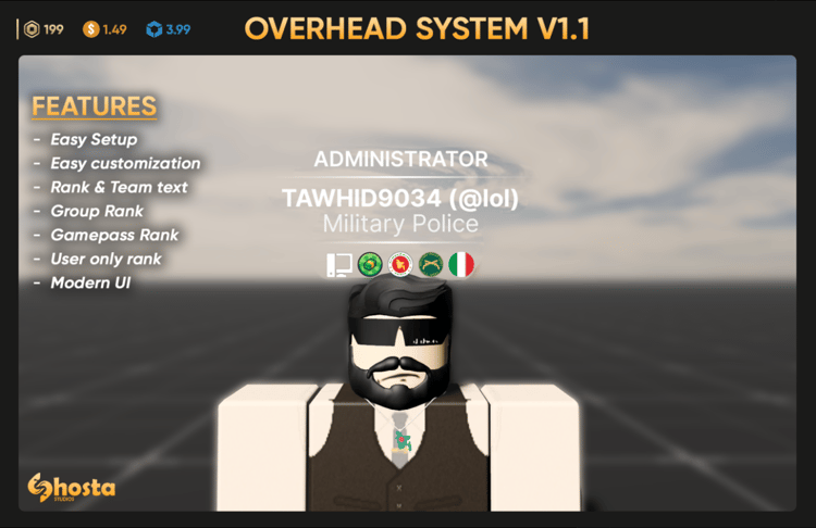 Roblox player overhead display system