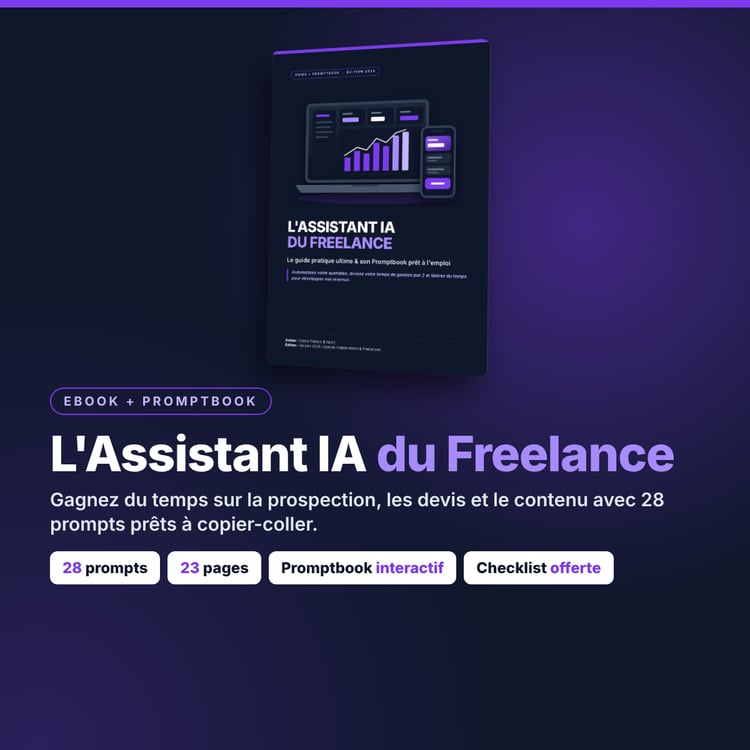 Couverture de l'ebook L'Assistant IA du Freelance : guide et 28 prompts