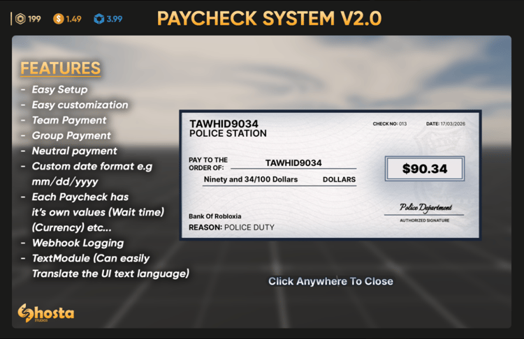 Roblox paycheck system feature overview