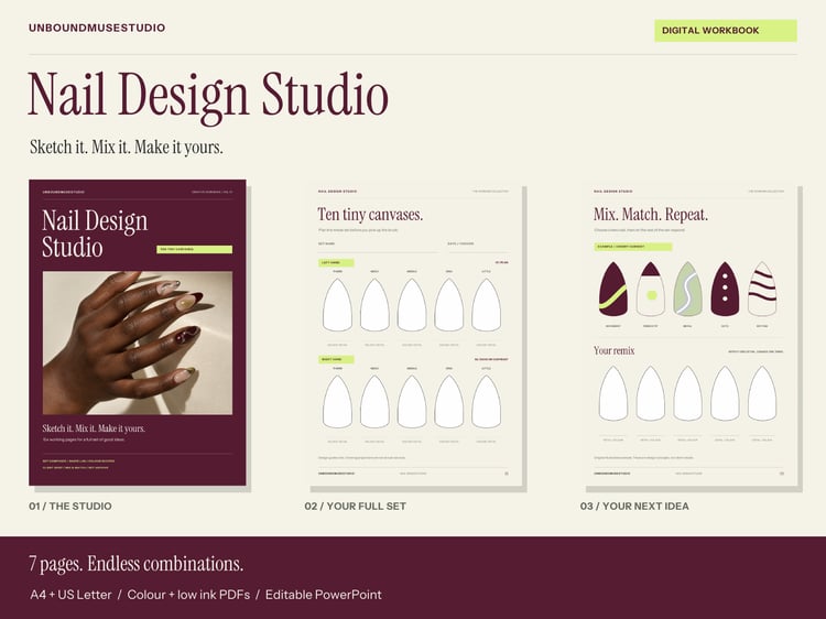 Nail Art Planner | Nail Design Studio digital bundle cover.
