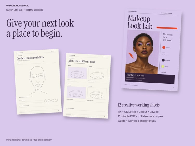 Makeup Face Charts | Makeup Look Lab digital bundle cover.