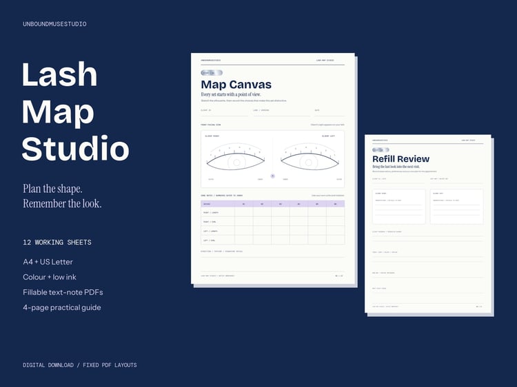 Lash Mapping Templates | Lash Map Studio digital bundle cover.