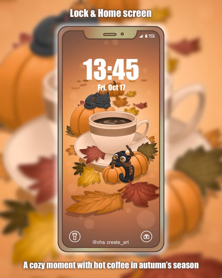 A smooth, comforting hot drink in autumn´s season 2 #wallpaperphone #cuteart #kawaiiart #hotdrink #autumn #coffee