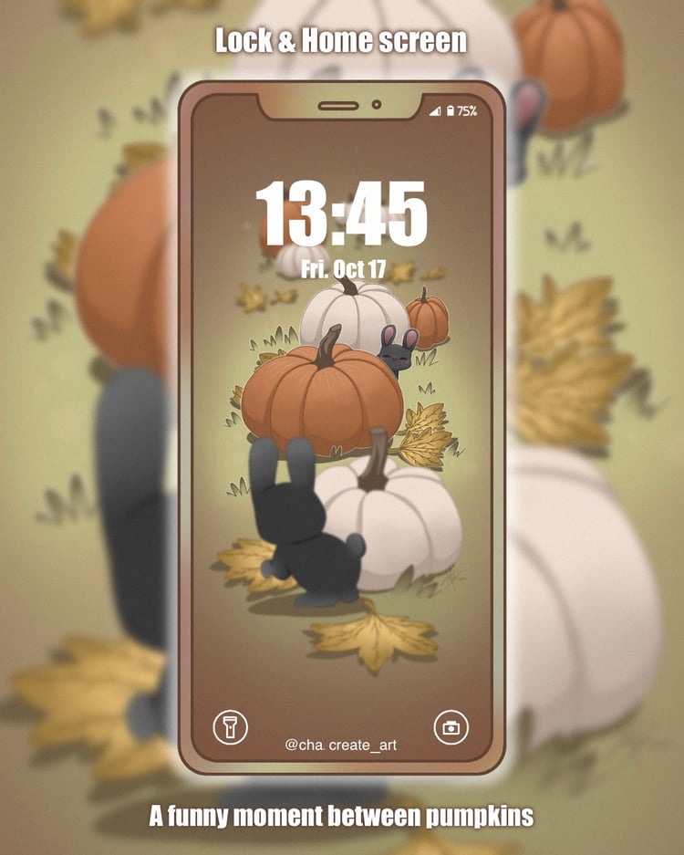 A fun moment between each pumpkin #wallpaperphone #cuteart #kawaiiart #pumpkin #autumn #cutecreature