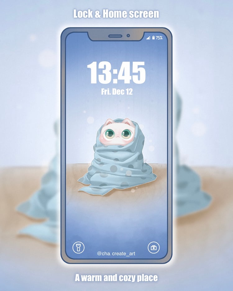 What could be better than wrapping yourself in a big, cozy scarf to stay warm in this wintry cold? #wallpaperphone #cuteart #kawaiiart #cutecreature #scarf #winter