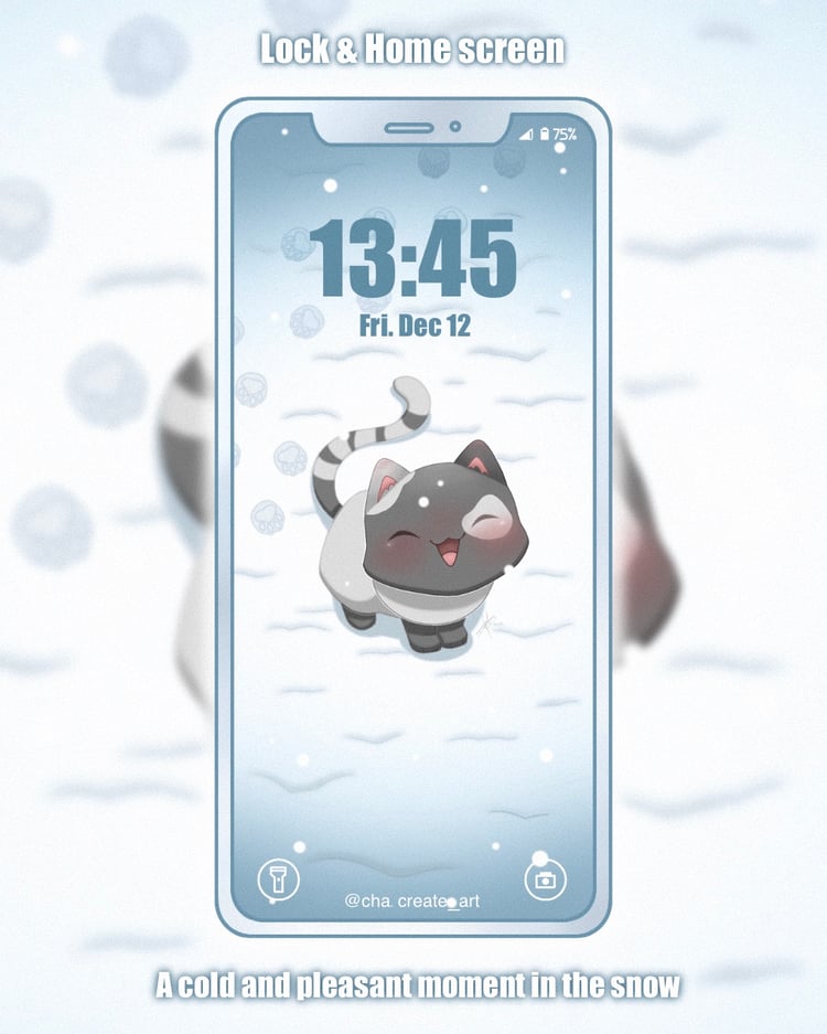 A pleasant little moment to enjoy the winter chill #wallpaperphone #cuteart #kawaiiart #winter #snow #cutecreature
