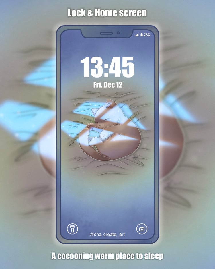 A pleasant time to sleep warmly indoors during cold, snowy weather #wallpaperphone #cuteart #kawaiiart #cutecreature #cocooning #winter