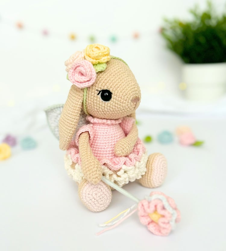 Crochet Bunny with Flowers