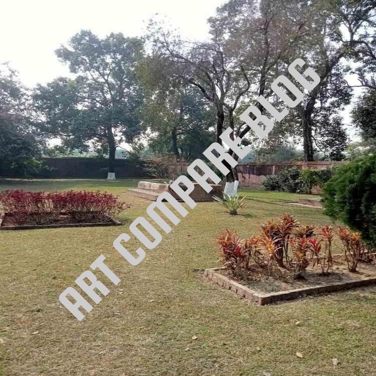 Landscaped Garden with Colorful Cordyline Plants and Old Grave Platform - Khushbagh Tomb Complex, Murshidabad