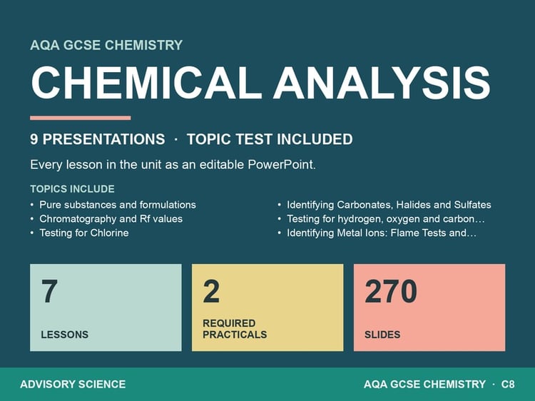 Chemical Analysis Lessons PowerPoint | AQA GCSE Chemistry C8 8462, 9 Lessons: cover