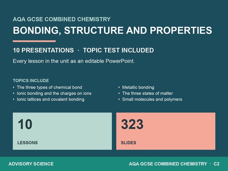 Bonding, Structure and Properties Lessons PowerPoint | AQA GCSE Combined Science Chemistry C2, 10 Lessons: cover