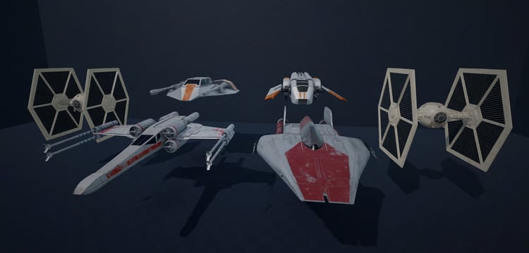 Modular spaceship model with customizable wing components
