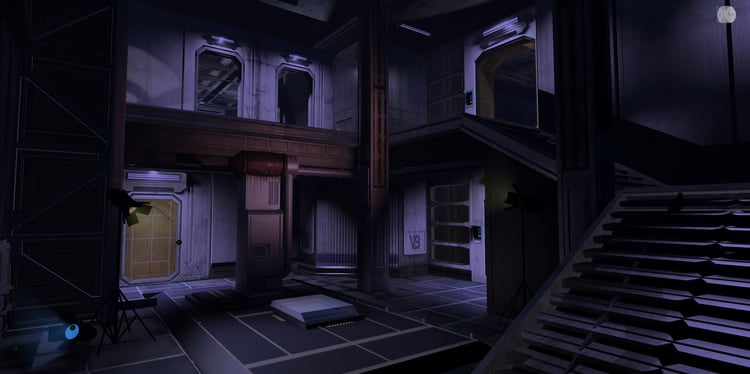 Galactic sci-fi combat map with two team spawns