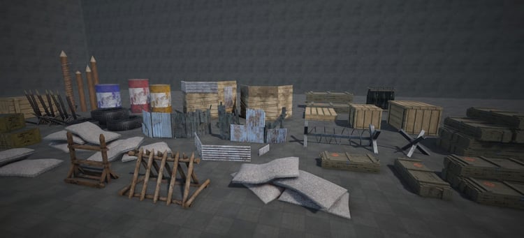 Metal sheets and spiked defensive barricades